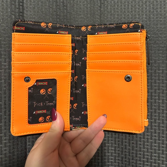 Loungefly Trick 'R Treat- Sam Cosplay Button Snap Wallet Orange/Tan 6"W x 4"H - Picture 3 of 9
